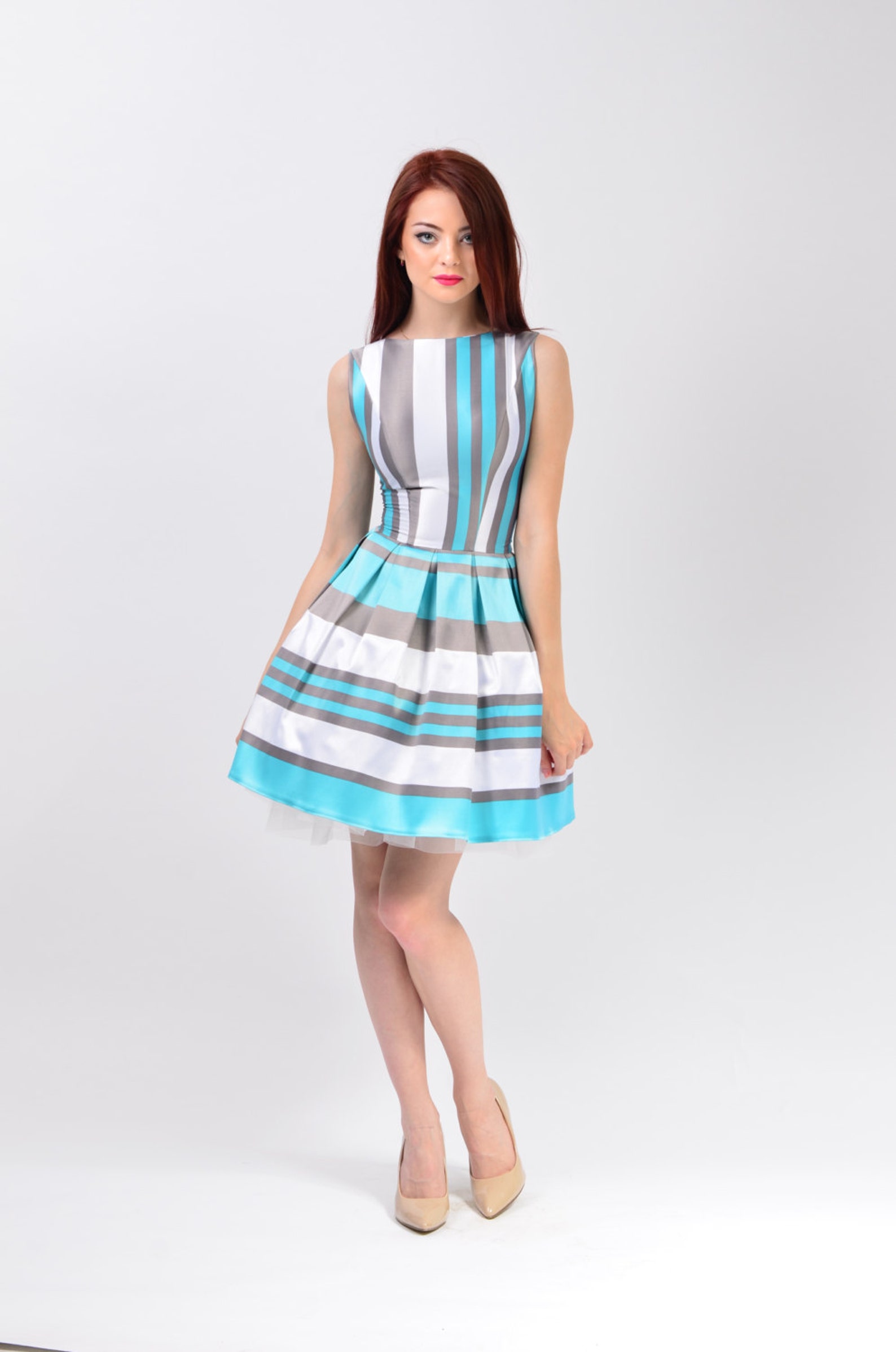 Gina Dress With Stripes | Etsy