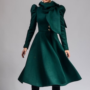 WRAP Coat, Womens Wool Coat, MIDI Coat, Wool Dress Coat, Full Length Coat, Beautiful Midi Scarf COLLAR Wrap Jacket, Unique Winter Overcoat