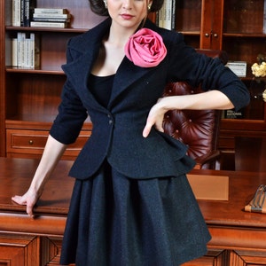 Office Women Suit With Midi Circle Dress, Single Breasted Blazer Jacket Gabriela image 3