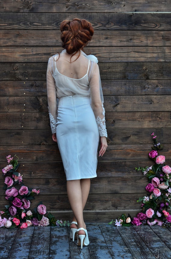 Pencil Skirt Skirt with Tulle for Women Elegant Wear Cocktail Party Delmeza