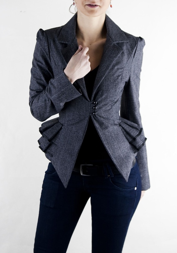 Womens shop ruffled blazer