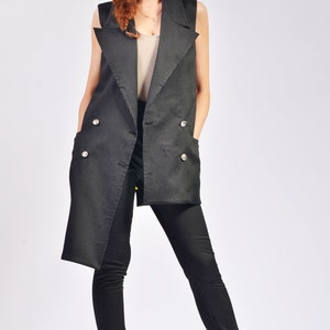Asymmetric Blazer, Long Vest, Double Breasted, Vest Jacket, Made To Order, Designer | Melody