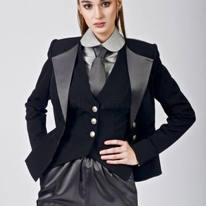 Office Women 4 piece Suit With John Pants, Vest Suit, Single Breasted Blazer Jacket | Patricia 4 piece suit