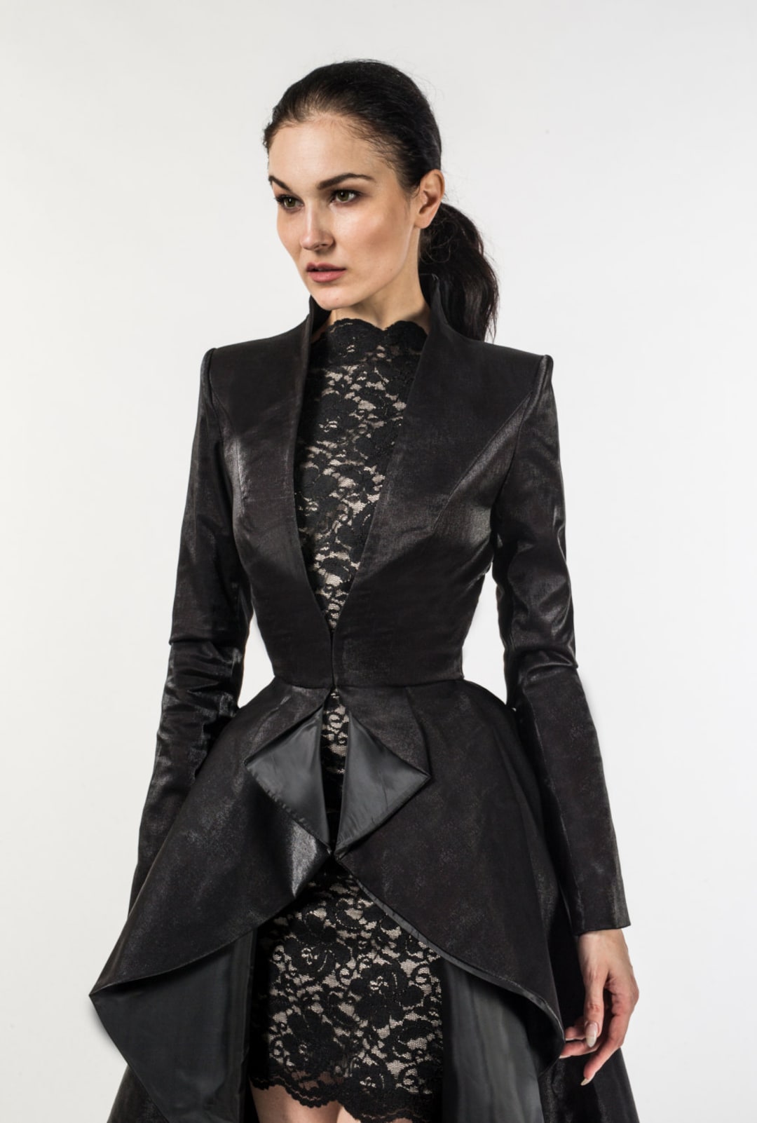 コート A FERRETTI Woman Coat Black 06115130 0555 Feminine cady jacket, black | 