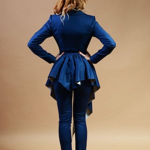 Blue Blazer Suit for Women, Tapered Pants, Office Style image 7