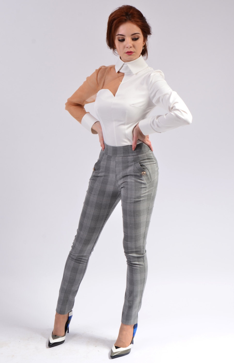 Tight Pants, Skinny Fit Trousers with Pockets, High Waisted, for Ladies