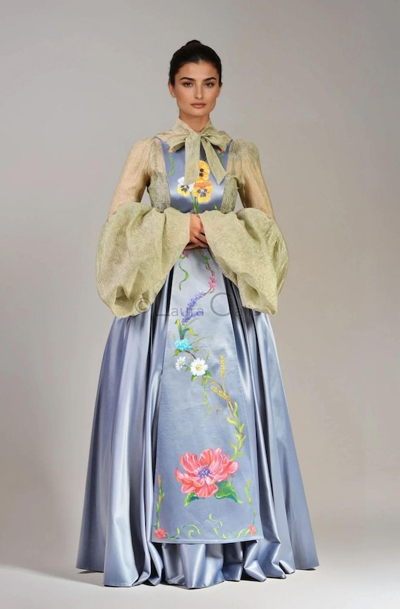 organza hand painted dress Sunny Strokes Yellow Handpainted Organza Suit at 1799.00 | Hand Painted Dress Material