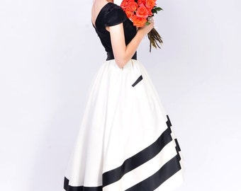 Gonna asimmetrica, Hi Low Long Full, per donna, abbigliamento elegante, Cocktail Party / Carolina