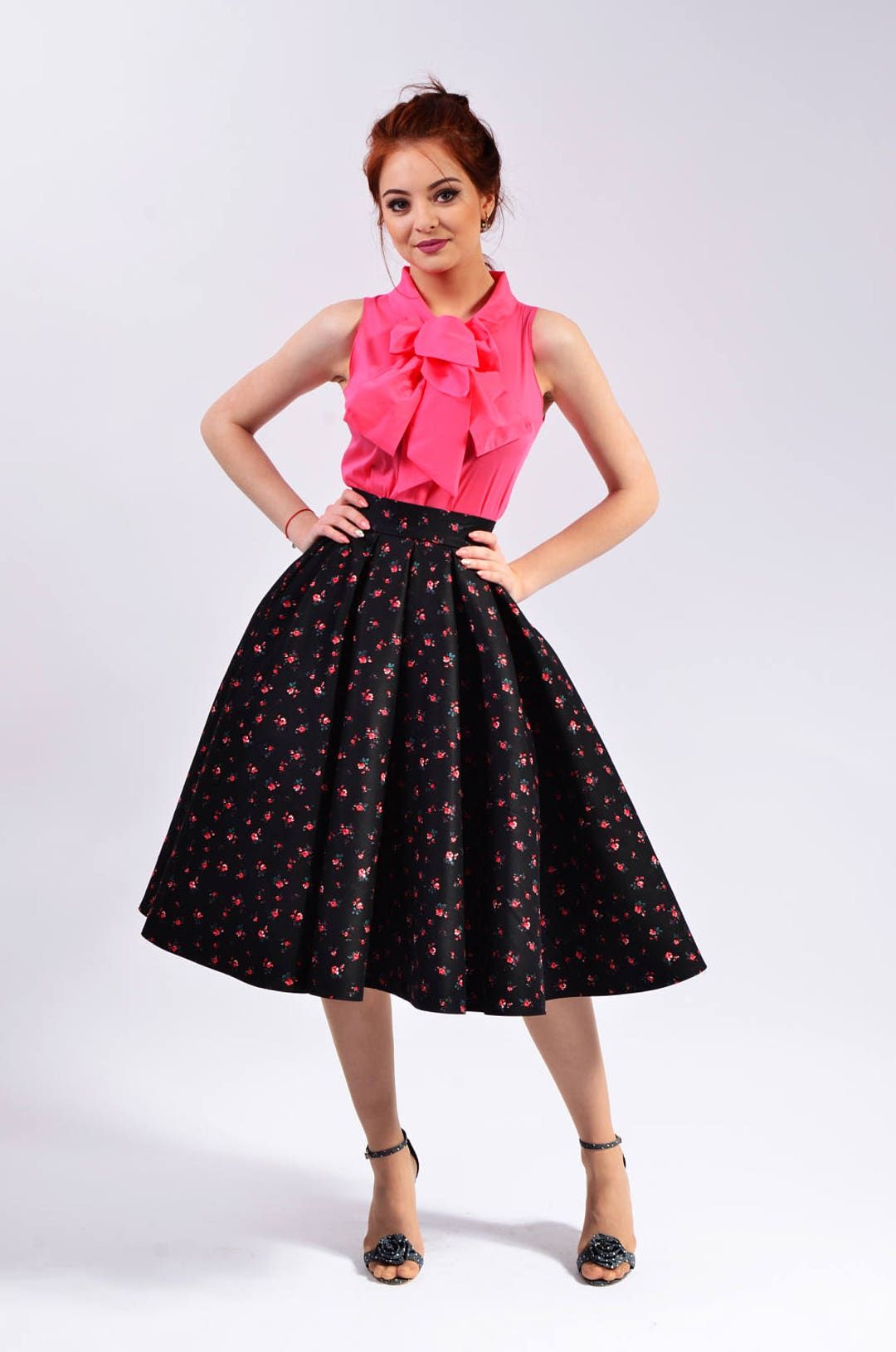 Midi Skirt A-line Pleated Knee Length for Women Elegant - Etsy