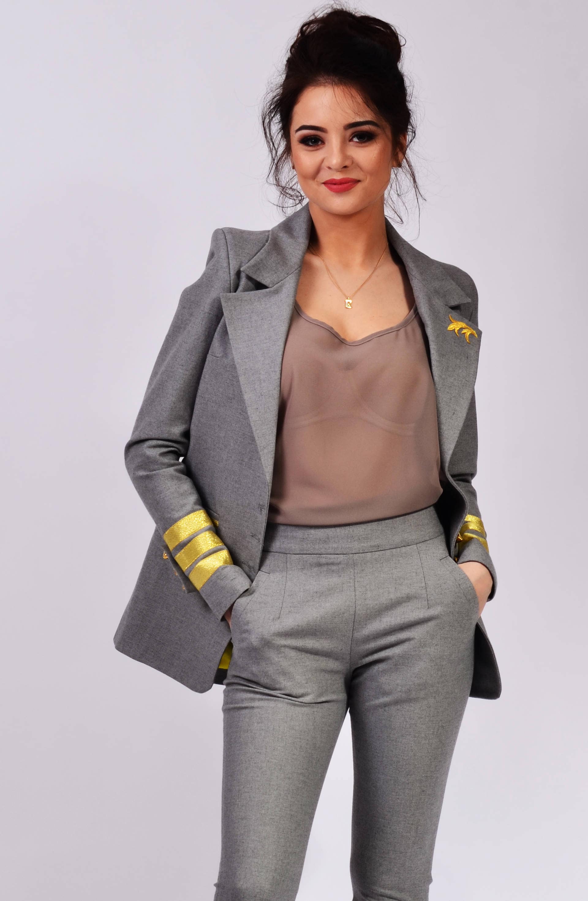 Office Women Suit With Tight Pants, Single Breasted Blazer Jacket