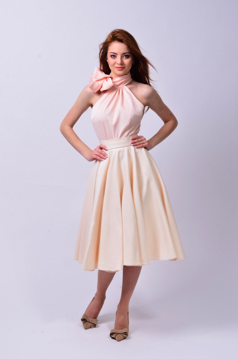 High Waisted Circle Adina Gift For Her Midi Skirt Swing Bridesmaid