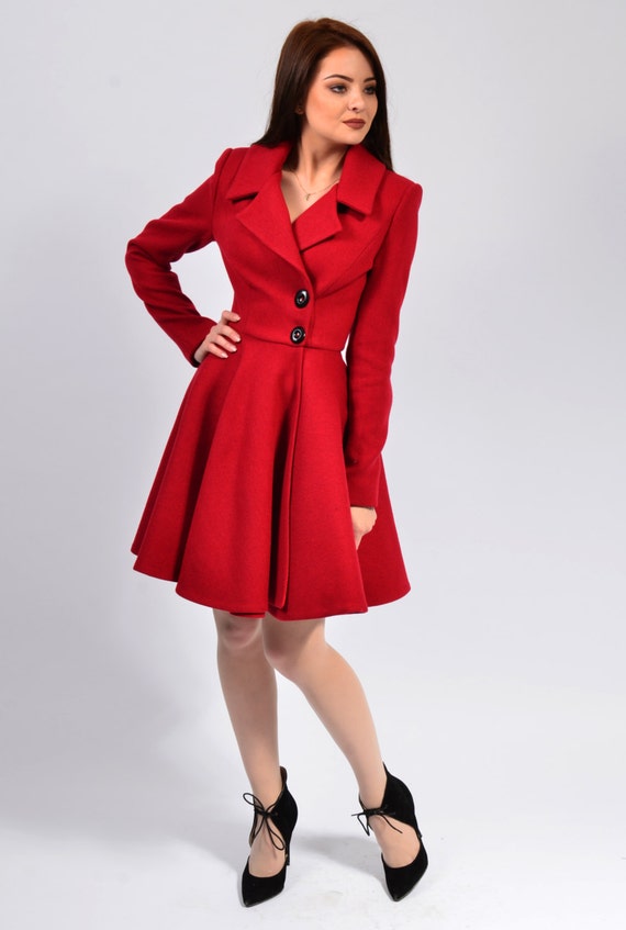 Wrap Midi Dress Coat, Winter Pleated Jacket for Women Lavinia -  Canada