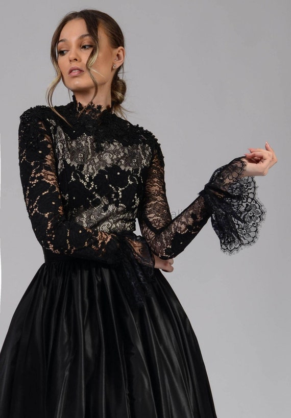 Long PLEATED SKIRT With Lace BLOUSE Set Evening Set Lace Top Long Skirt Carmina 1 Etsy UK
