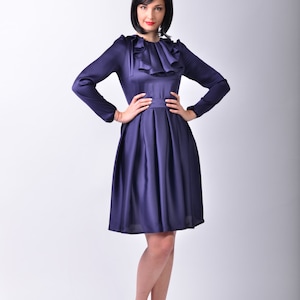 Medium Pleated Long Sleeves Dress, High Neck Gown | Marisa 2