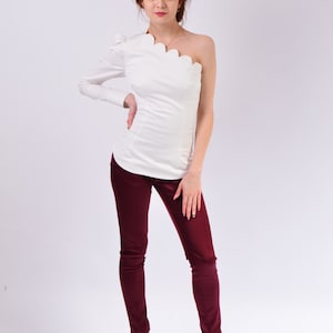 Women&#39;s Shirt, One Sleeve Blouse, Asymmetric Top, Tops For Women, Made To Order | Ana