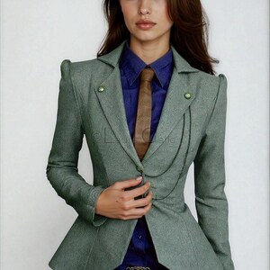 Grey Wool Blend Coat, One Button Blazer Jacket, Fitted Winter Coat