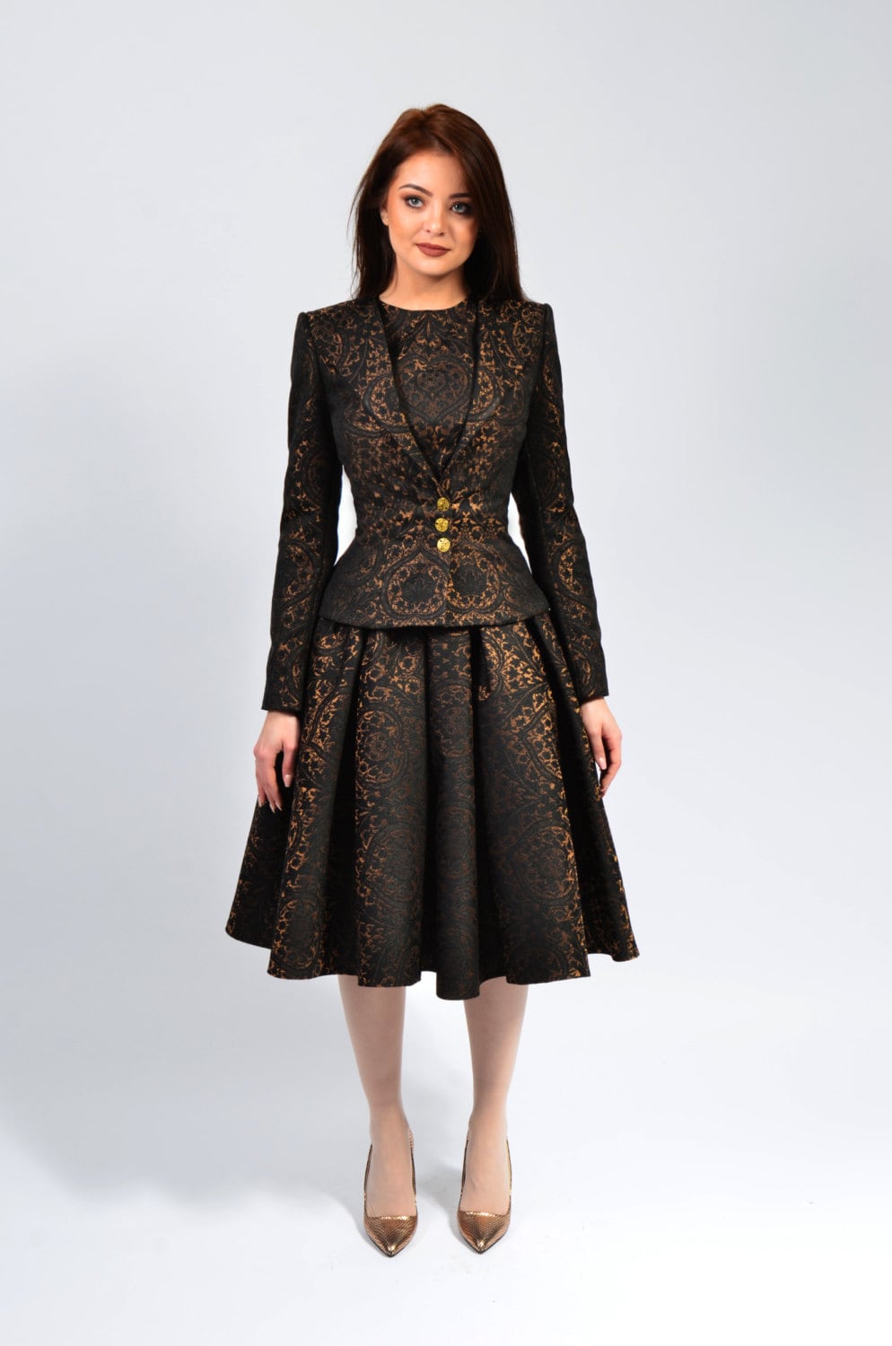 womens pleated skirt suit