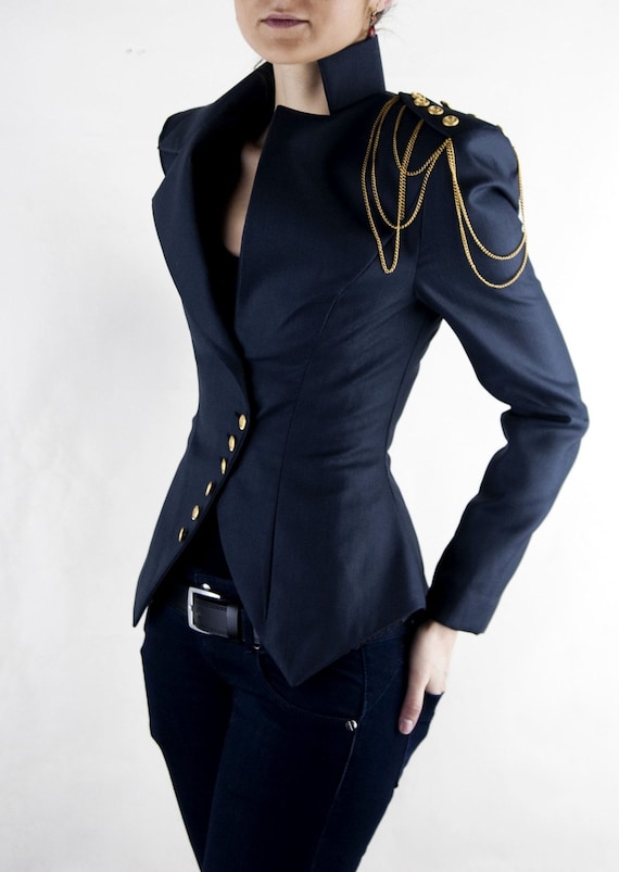 Gradient Color Office Suit For Women Jacket With Lapel V Neck