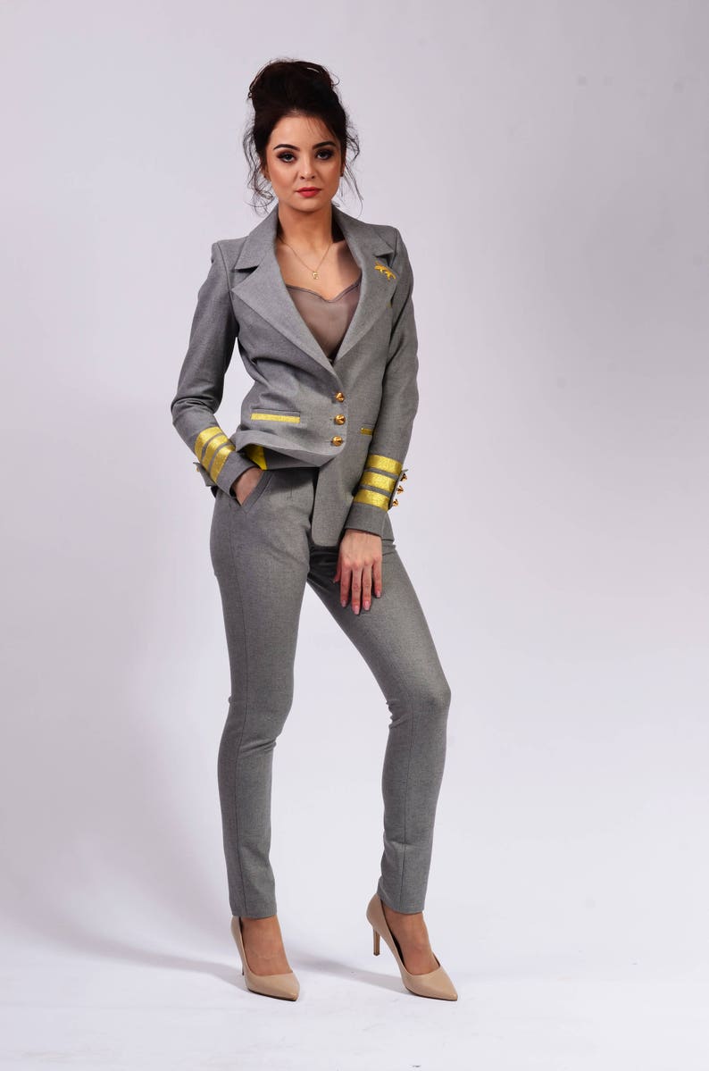 Office Women Suit With Tight Pants Single Breasted Blazer Etsy