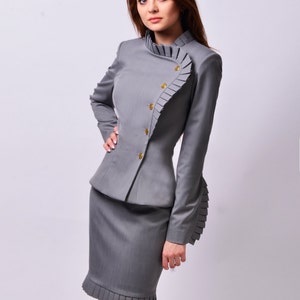 Wrap Blazer, Ladies Jacket, Wrap Jacket, Ruffle Sleeves, For Women, Office Wear, Made To Order | Ema