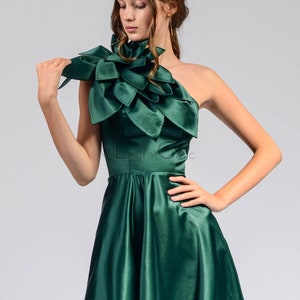 SALE 30% OFF Long Pleated One Shoulder Dress, Maxi Gown With Shoulder Flower | Izaura 5