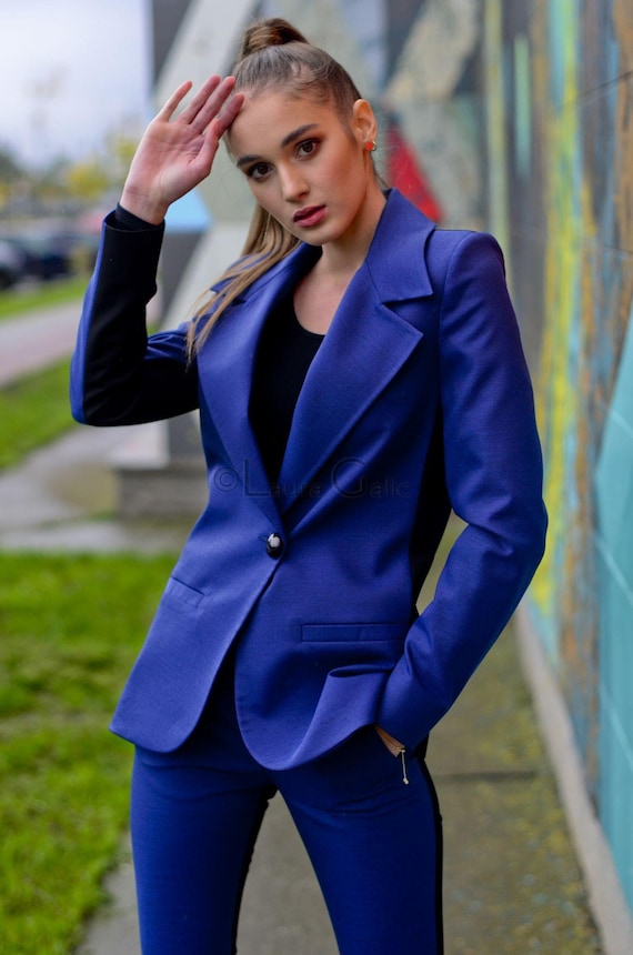 Office Women 3 Piece Suit With Tight Pants Dual Color Vest - Etsy