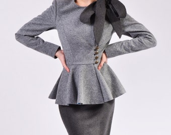 Bow Scarf Blazer, Office Jacket, Wrap Jacket, Women's Wear, Made To Order, Designer Clothing | Brenda