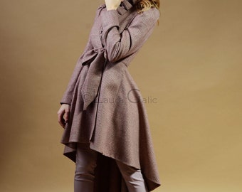 Wool Winter Coat, Long Coat, Plus Size Coat, High Low Coat