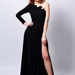 Long Pleated One Shoulder Dress, One Sleeve Maxi Gown | Alanis 2