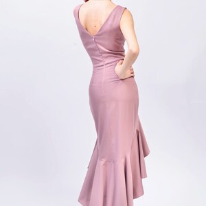 Flounce Midi Fitted Dress, Boat Neck Gown Sleeveless | Genoveva - Etsy