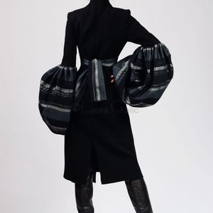 Tunic Long Coat, Romanian traditional fashion inspiration Maxi Winter Jacket For Women Catinca image 5
