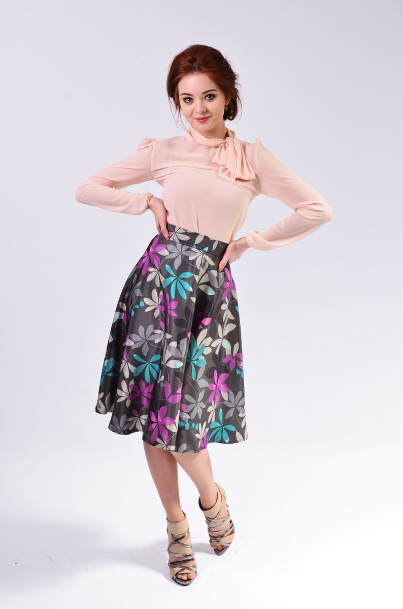 High Waisted Skirt Pleated Midi Circle for Women Elegant | Etsy