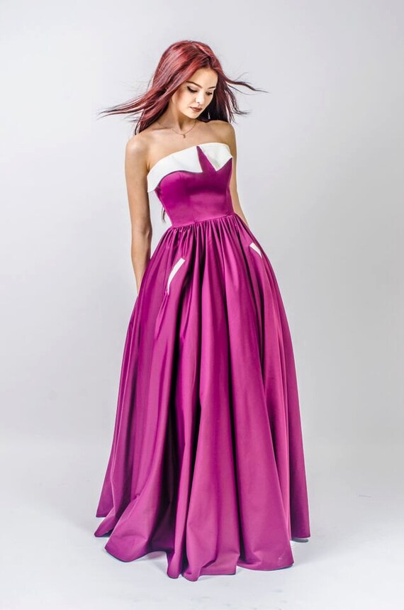 Sweetheart Long Pleated Dress With Pockets, Sleeveless Maxi Gown Eleonora