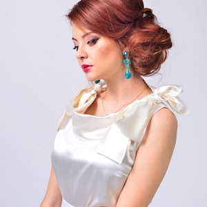 Shirt For Ladies, Bow Top, Sleeveless Blouse, Gift For Wife, Made To Order | Letitia 3