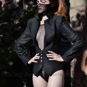 Black Fitted Cotton Blazer, Elegant Women's Jacket, Matilda Design