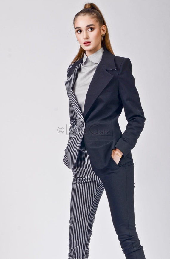 Office Women 2 Piece Suit With Tight Pants , Dual Color, Single Breasted  Blazer Jacket Ramona 2 Piece Dual 