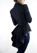 PERSONALIZED JACKET, Suit Jacket Women, Slim Fit Blazer, Quilted Jacket, Black Ruffles Suit Jacket, Unique Office Cotton BLAZER Jacket