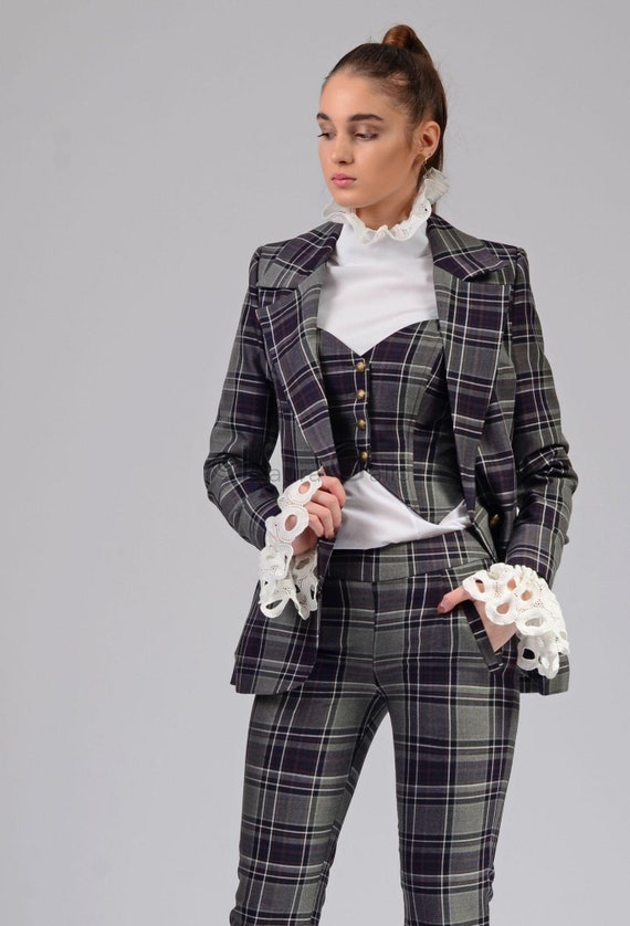 Office Women 3 Piece Suit With Tight Pants, Corset Vest Suit, Single  Breasted Blazer Jacket Ramona 3 Piece Corset Vest -  Canada