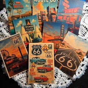 Vintage Style Route 66 Postcards – Handcrafted | 4x6” Retro Travel Art