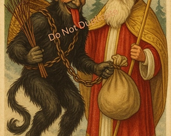Greetings from Krampus Vintage Style Postcard Set – Set of 6 Designs (4x6 inches) German Christmas Folklore