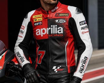 Aprilia Racing Motorbike Leather Jacket Motorcycle Bikers Cowhide Sports Jackets CE Armored Jacket