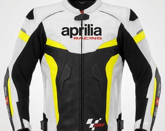 Aprilia Men Motorbike Leather Jacket Motorcycle Bikers Racing Sports Jackets CE