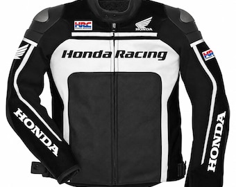 Honda Motorcycle Racing Leather Jacket Motorbike Biker Protective Gear For Men