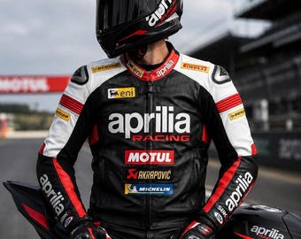 Aprilia Men Motorbike Leather Jacket Motorcycle Bikers Cowhide Racing Sports Jackets CE