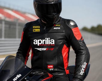 Aprilia Men Motorbike Leather Jacket Motorcycle Bikers Racing Sports Jackets CE