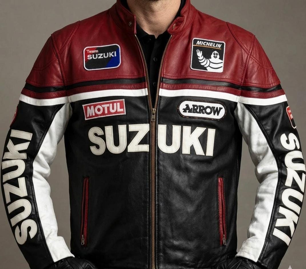 SUZUKI レザージャケット ライダースジャケット Vintage Suzuki Leather Jacket - Etsy