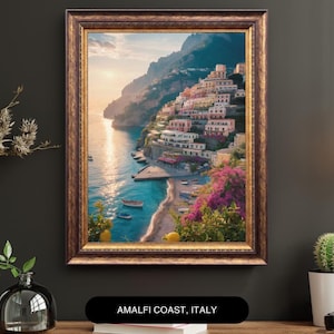 Amalfi Coast Print: Italian Cliffside Village, Mediterranean Decor (Digital Download)