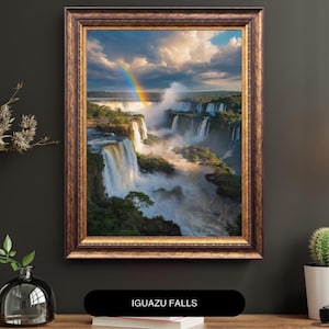 Iguazu Falls Printable Wall Art – Brazil & Argentina Nature Landscape | Digital Travel Poster JPG PDF