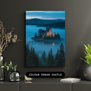 Misty Castle Island Art Print: Gothic Fantasy Landscape (Digital Download)