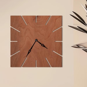 Fyrkantig väggklocka, Ovanliga väggklockor, Väggklocka i trä, Väggklocka i modern stil från mitten av århundradet, Stor väggklocka, Extra stor väggklocka